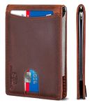 SERMAN Brands RFID Blocking Slim Bifold Genuine Leather Minimalist Front Pocket Wallets for Men with Money Clip Thin Mens, Canyon Red 1.0, Small