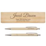 Personalised Engraved Stylish Pen and Pencil Set in Wooden Gift Box - Personalised Gifts for Men or Women, Birthday, Graduation, Retirement, Mother's Day, Father'S Day Present Enter Your Custom Text