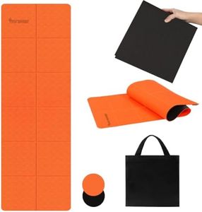 Foldable Yoga Mat,6mm TPE Yoga Mat,Double Layers Exercise Mat with Anti-slip Function&A Storage Bag for Yoga,Pilates and Fitness Exercise,Compact Fitness Mat 183cm*61cm* 6mm (orange + black)