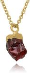 Garnet Necklace for Women, Premium Gold Raw Stone Necklaces for Women - Tarnish Free 18K Gold Vermeil Certified S925 Classic Statement Necklace Gold Jewelry for Women - Mothers Day Gifts for Mom Wife