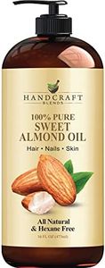 Handcraft Blends Sweet Almond Oil - 16 Fl Oz - 100% Pure and Natural - Premium Grade Oil for Skin and Hair - Carrier Oil - Hair and Body Oil - Massage Oil - Hexane-Free