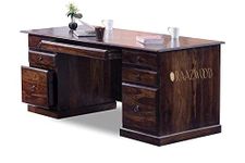 RAAZWOOD Sheesham Wood Wooden Study Writing Desk Table for Office | Laptop Computer Table with 6 Drawers for Home and Office | Sheesham Solid Wood Study Table,Walnut Finish