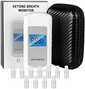 Ketone Breath Analyzer Professional-Grade Ketosis Breath Meter Rechargeable Ketone Breath Tester with 10 Mouthpieces for Ketosis Testing