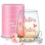 Iridescent Stemless Wine Glass Best Friend Birthday Gifts Funny Sayings 'Not Sisters by Blood but Sisters by Heart' Bestie Gifts idea for Women Girl Personalised Present Party Decor(Iridescent)