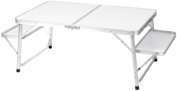 Levede Camping Table Folding with 2 Side Tables Portable Outdoor Aluminium Foldable Picnic BBQ Desk, Fold for Hiking Fishing Camp Beach Lightweight Furniture Equipment 96cm x 60cm Silver