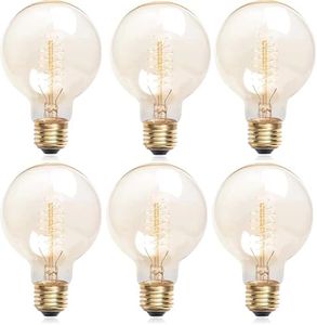 BrightArk E27 Vintage Light Bulbs 40W Dimmable Incandescent Light Bulbs Warm White 2700K G80 E27 Edison Screw Bulb Amber Glass E27 Filament Bulb AC220-240V E27 Screw Bulb, Pack of 6