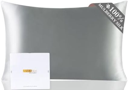 ZIMASILK Kissenbezug aus Reiner Maulbeerseide, für Gesundheit von Haar und Haut, mit verstärktem, verstecktem Reißverschluss, doppelseitig, Seide, Klasse 6A, Geschenk-Box, (Standard 50 x 75 cm, grau)