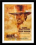 Tallenge - Pale Rider - Clint Eastwood - Hollywood Classic Western Movie Vintage Poster - Small Framed Poster(Paper,12x17 inches, Multicolour)