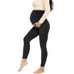 AMIYOYO Maternity Leggings High Waisted Black Leggings for Pregnancy Women Over Bump Support Stretchy Pants Yoga Workout Pajama Black