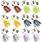 Spinnerbait Bass Fishing Lures Kit, Spinner Baits with Colorado Blades Multicolor Hard Metal Buzzbait Swimbait Jigs for Trout Walleye Pike Salmon Freshwater Saltwater Fishing 6/12pcs