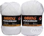 M.G ENTERPRISE Oswal Parasmani Knitting Yarn Wool, White Ball 400 gm Best Used with Knitting Needles, Crochet Needles Wool Yarn for Knitting. by Oswal, Multi (PM WhiteWL - 400 gm)