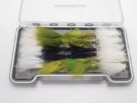 24 Box of Cats Whisker & Flash Damsel Flies, Good selection, Fly Fishing NBX57