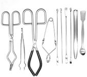 Scientific Labwares Essential Lab Tools Starter Pack - Crucible Beaker Tongs Lab Spatula Scoop Spoon Test Tube Clamps Sterilizer Forceps Tweezers - Premium Quality