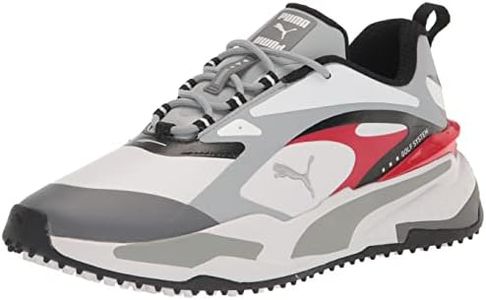 Puma Golf Men's Gs-Fast Golf Shoe, Puma White-High Rise-High Risk Red, 10.5