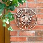 Homezone® Modern Open Face Bronze Effect Wall Clock - Power Operated Waterproof and Weatherproof Large Garden Clock - Indoor or Outdoor Decorative Ornament Clock for Living Room, Home Decor (30cm)