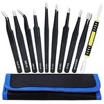 Precision ESD Tweezers Set, Anti-Static Stainless Steel Tweezers Set Kit Perfect for Electronics, Craft, Jewellery, Soldering, Laboratory Work and Detailed Work 10pcs