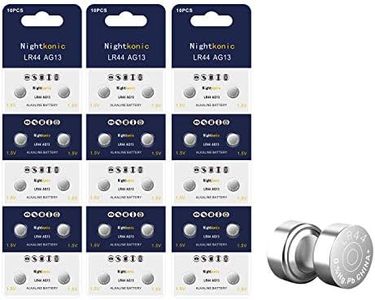 Nightkonic 30 Count - LR44 AG13 357 SR44 A76 303 Battery 1.5V Button Coin Cell Batteries