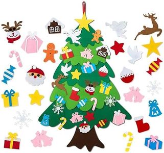 DIY Felt Christmas Tree, Gyvazla Kids Toddler Christmas Tree, Detachable Ornaments, Christmas Decoration for Kids, Christmas & New Year Door Wall Hanging Decorations