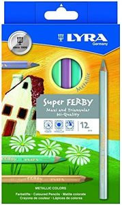 LYRA Super Ferby Lacquered Triangular Giant Colored Pencils, 6.25 Millimeter Lead Core, Set of 12 Pencils, Assorted Metallic Colors (3721122)