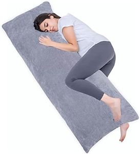 1 MIDDLE ONE Full Body Pillow for Adults, Long Sleeping, Big Pillows Bed, Firm Large with Velvet Cover, 20x54 Inches (Dark Grey)