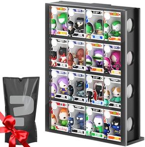 WINKINE Acrylic Bitty Protector Display Case Compatible with Funko Bitty Pop, 4 Tier Clear Bitty Display Shelf, Figure Stand Hard Holder, Figurines Display Stand, Mini Collection Display, Black