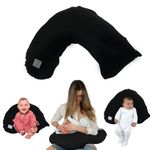 True Two x L'Ovedbaby Organic Nursing Pillow for Baby (Black)- Breastfeeding Pillow, Nursing Pillow for Baby- Easy to Clean, Eco-Friendly and Machine Washable.