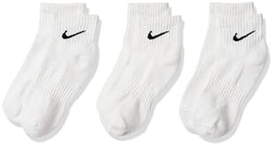 Nike Unisex Everyday Cushion Ankle Training Socks (3 Pair), White/black, L