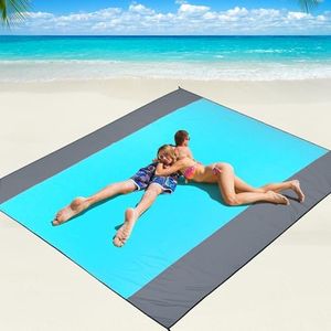 WIWIGO Beach Blanket Waterproof Sandproof Beach Mat 79" X 83"/10'x9'for 2-8 Adults Quick Drying Outdoor Picnic Mat Beach Accessories for Travel, Camping, Hiking