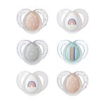 Tommee Tippee Nighttime soother, 6-18 months, 6 pack of glow in the dark soothers with symmetrical silicone baglet