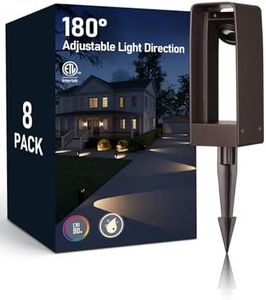 LEONLITE LED Pathway Lights Low Voltage, 180° Adjustable Head Focused or Wide Ground Coverage, 3W Outdoor Landscape Lighting for Driveway, Walkway, ETL Listed, Aluminum, 3000K Warm White, Pack of 8