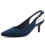 Greatonu Women's Pointed Toe Slingback Dress Court Shoes, Blue - 6 UK