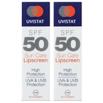 Uvistat Sun Care Lipscreen | SPF50 | Moisturising Lip Balm | Prevent Dry and Chapped Lips | 2 Tubes