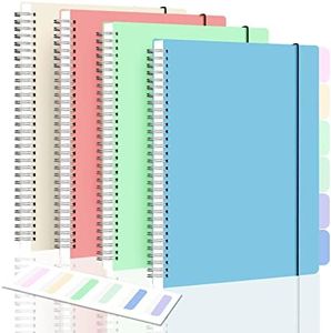 Graph Paper Notebook, Spiral Notebook, Large B5 Graph Notebook Journal, 8" x 10" Grid Graphing Notebooks for Work, School, Math, Lab, Engineering, 24pcs Index Tabs, Assorted Pastel, 4 Squares/Inch