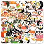 50 Pcs Sushi Roll Rice Stickers Laptop Car Scrapbook Phone Skateboard Bike Travel Case Japanese Food Stickers Vinyl Waterproof Aesthetic Personalised Stickers for Teens Boys Girls Adults