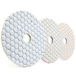 3 Step Diamond Dry Polishing Pads Kit 4 Inch for Granite Quartz Marble Concrete Terrazzo