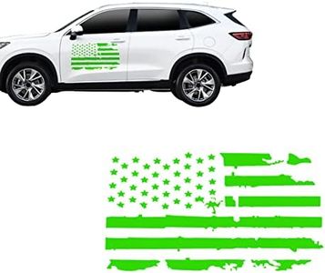23.6''x11.8'' Distressed American Flag Sticker for Car Door, Graphic USA US Flag Auto Patriotic Decal, Old Glory Grunge Look Stickers for Tailgate Window Hood, Fits Most Cars, SUV, Truck (Green)