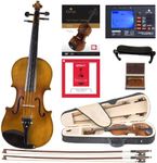 Cecilio CVN-500 Solidwood Violin (1/2 Size) with D'Addario Prelude Strings - Includes Complete Beginner/Intermediate Kit - Quality Instrument for Beginners and Learners