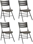 MECO Sudden Comfort Destiny 3 Slat Back Padded Folding Chair with Contoured Backrest and Steel Frame for Indoor or Outdoor Events, Cinnabar (Set of 4)