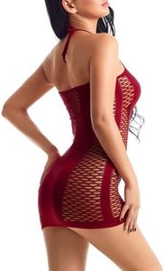 ADOREJOY Womens Lingerie Bodysuit Chemise Teddy Naughty Babydoll Nighty, Wine Red, Medium