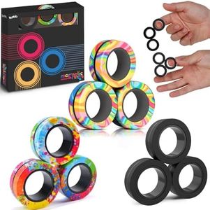 BUNMO Magnetic Rings | Fidget Toys Adults | Magnetic Fidget Rings | Endless Hours of Fun | Spin, Connect & Play | Addictive Fidget Toy for Boys & Girls | Great Teen Gift | Various