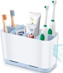 Boperzi Toothbrush Holder for Bathroom Organizer Set - Electric Toothbrush and Toothpaste Holder with Drainage Hole, Sink Caddy Shower Tooth Brush Razor Holder for Kids Bathroom Storage - Blue