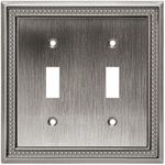 Henne Bery Sunken Pearls Decorative Wall Plate Switch Plate Outlet Cover (Double Toggle, Heirloom Silver)