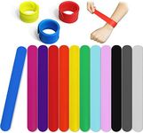 Novelty Place Silicone Rainbow Slap Bracelets Party Wrist Strap, 12 Colors Silicone Wristband for Adult Teens Kids Classroom Craft Activity Prize Gift Party Costume (Pack of 12)