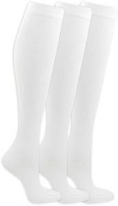 Dr. Scholl's Women's Graduated Compression Knee High Socks - Comfort and Fatigue Relief, White (3 Pairs), 4-10