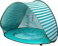 Pop Up Baby Beach Tent,Portable Kiddies Shade Pool Tent,UPF 50+ Sun Shelter Canopy for Kids,Baby Sun Shelter UV Protection Waterproof Beach Shade Sun Tent with Baby Pool for Kids Outdoor Use (Green)