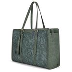 ECOSUSI Laptop Bag For Women 15.6 Inch Work Tote Bags PU Leather Computer Purse For Business Office With 3 Layer Compartments, Dark Green, 15.6inch, Tote