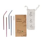 TGC Stainless Steel Straw for Kids and Adults Reusable Metal Straw Set with Cleaning Brush Long Steel Straws for Drinking Juice Colorful Reusable Straw Pipe - (2-Straight, 2-Bend, 1- Cleaning Brush)