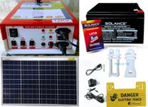 12KV 40Acre Solar Fencing AC DC Zatka/Jhatka Machine Set(12kv Machine,30 watt Panel, 12ah Battery, 230V AC Adapter & 100 White insulators)