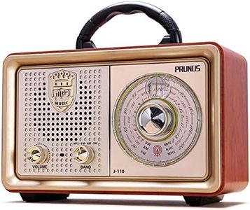 PRUNUS J-110 Retro Vintage Portable Radio AM FM,Transistor Plug in Wall AC Power&Battery Powered&Rechargeable Radio,Shortwave Radio Support TF Card AUX USB Player for Home/Outdoor/Gift