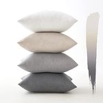 MIULEE Outdoor Cushion Covers Waterproof Faux Linen Throw Pillow Cover Square Decorative Pillowcase for Garden Sofa Livingroom Chair Bedroom Tent Park Patio 18x18 Inch Pack of 4 Grey Series